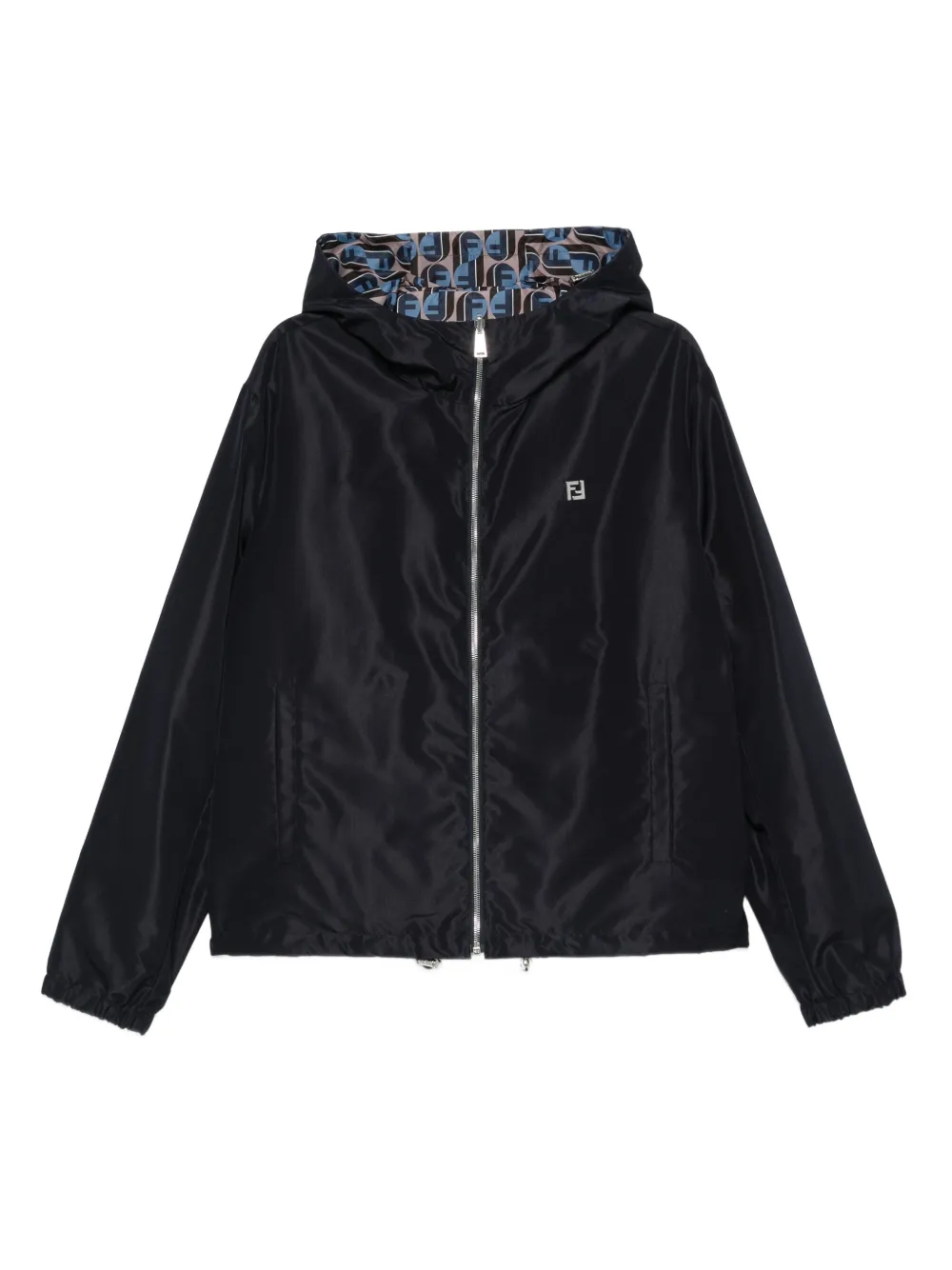 FENDI logo-plaque hooded jacket Blauw