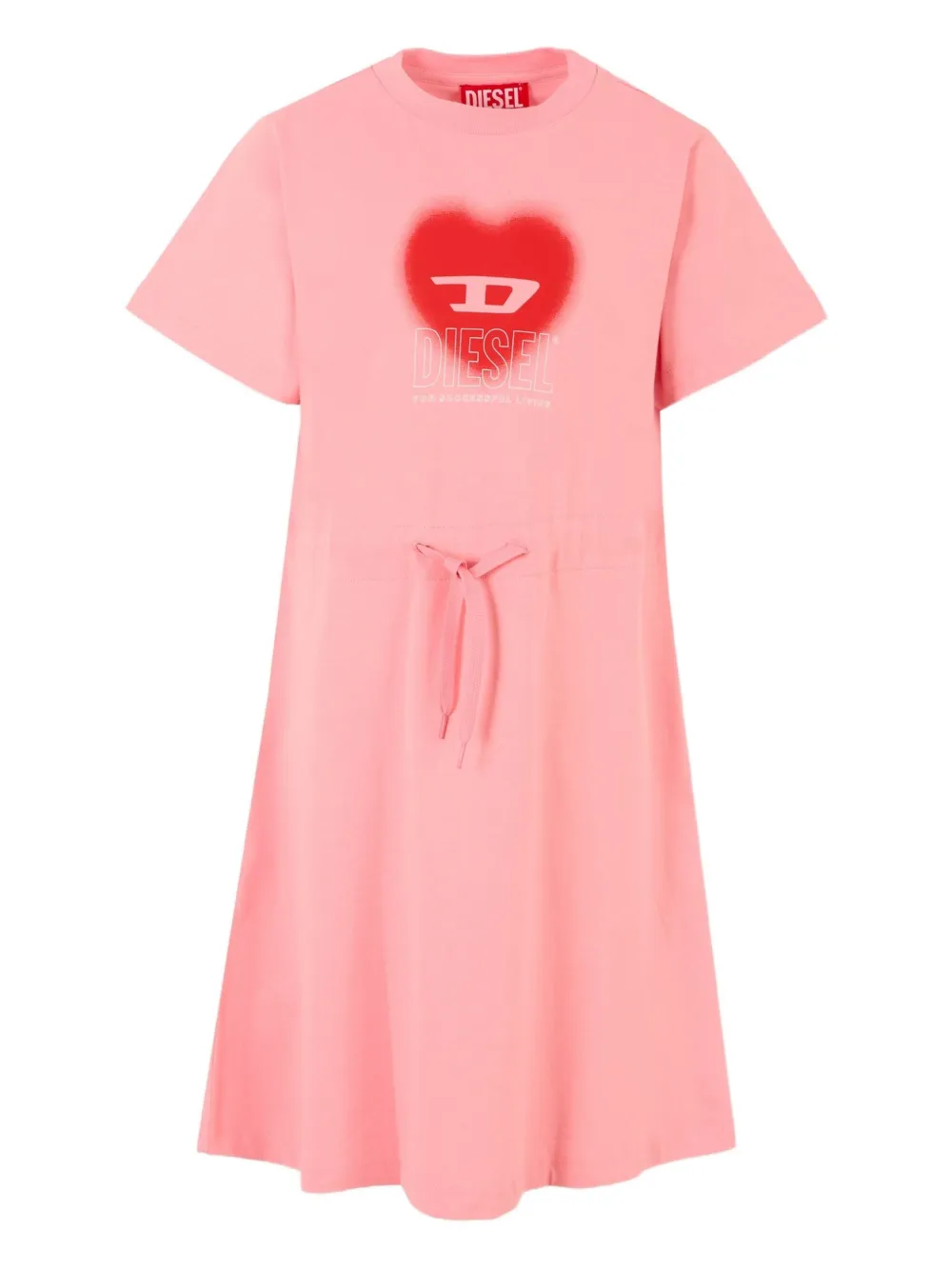Diesel Kids heart-logo drawstring-waist dress Roze