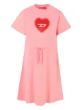 Diesel Kids heart-logo drawstring-waist dress - Pink