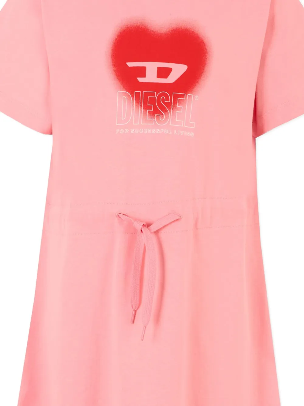 Diesel Kids Jurk met trekkoordtaille en logo Roze