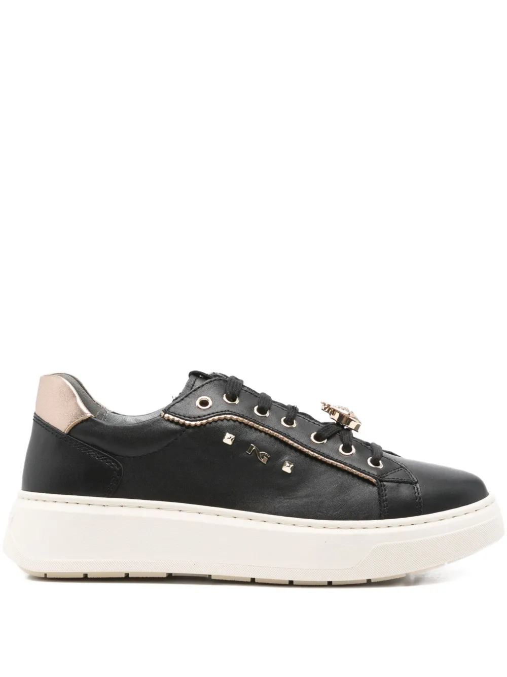 NERO GIARDINI leather lace-up sneakers | Black | Image 1