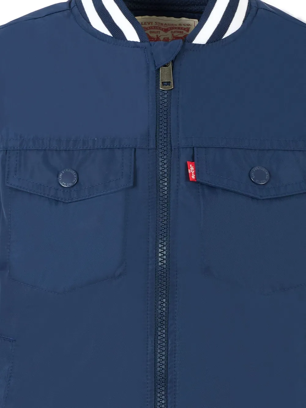 Levi's Kids Bomberjack met zakdetail en geribbelde afwerking Blauw
