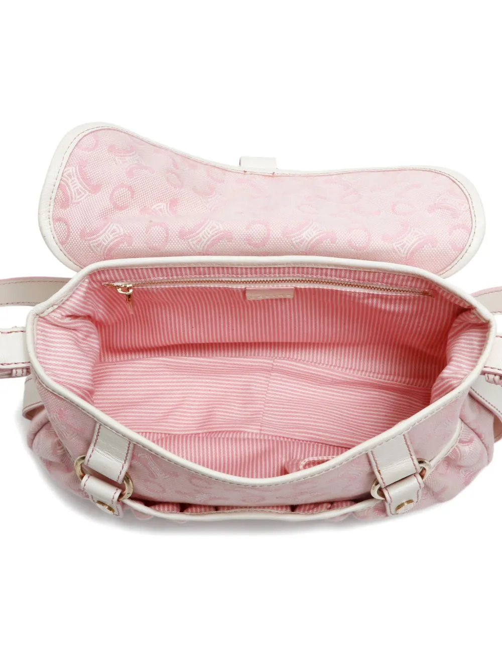 Pre-owned Celine 1990-2000 Macadam Triomphe-canvas Shoulder Bag In Pink