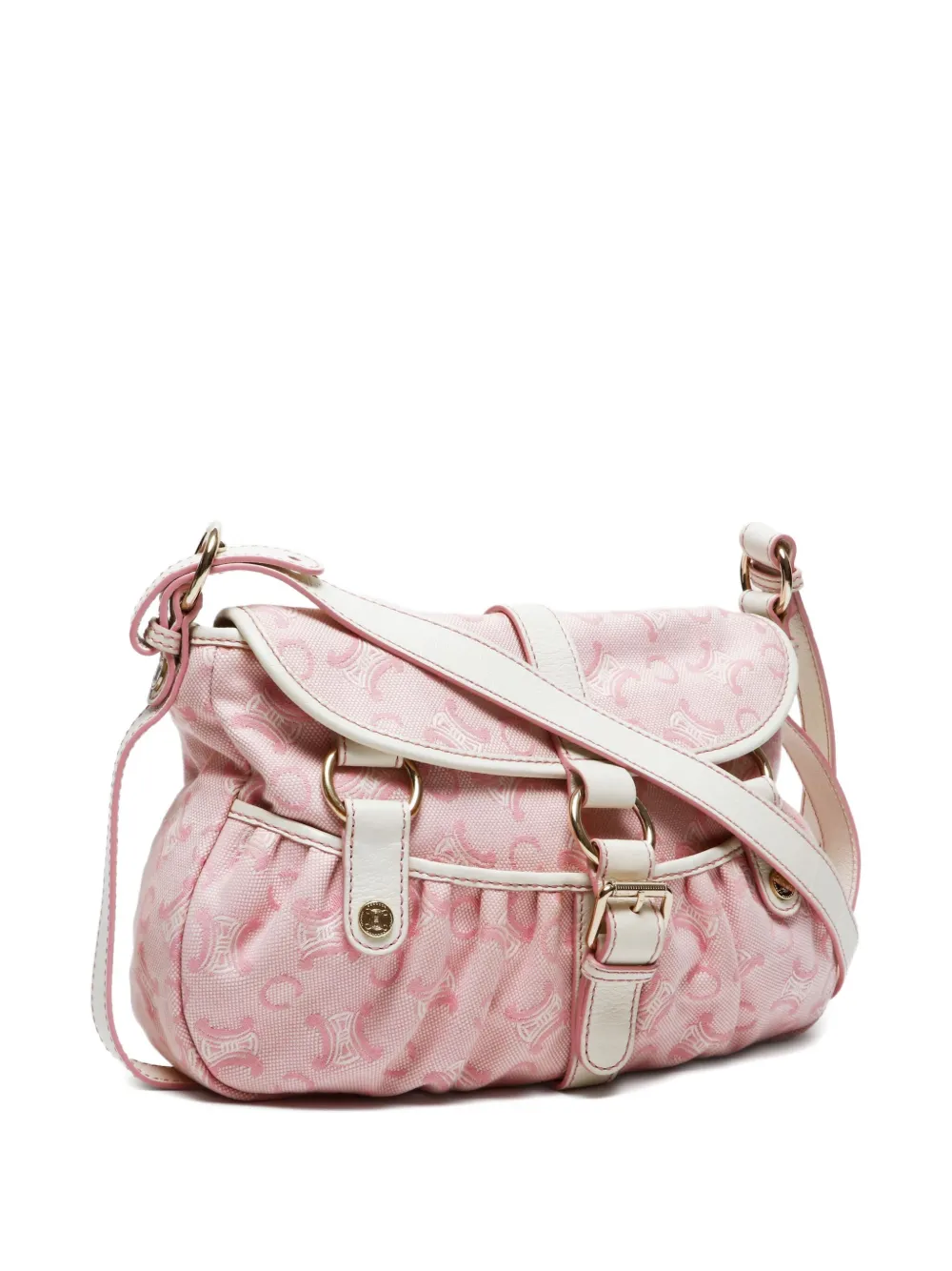 Pre-owned Celine 1990-2000 Macadam Triomphe-canvas Shoulder Bag In Pink