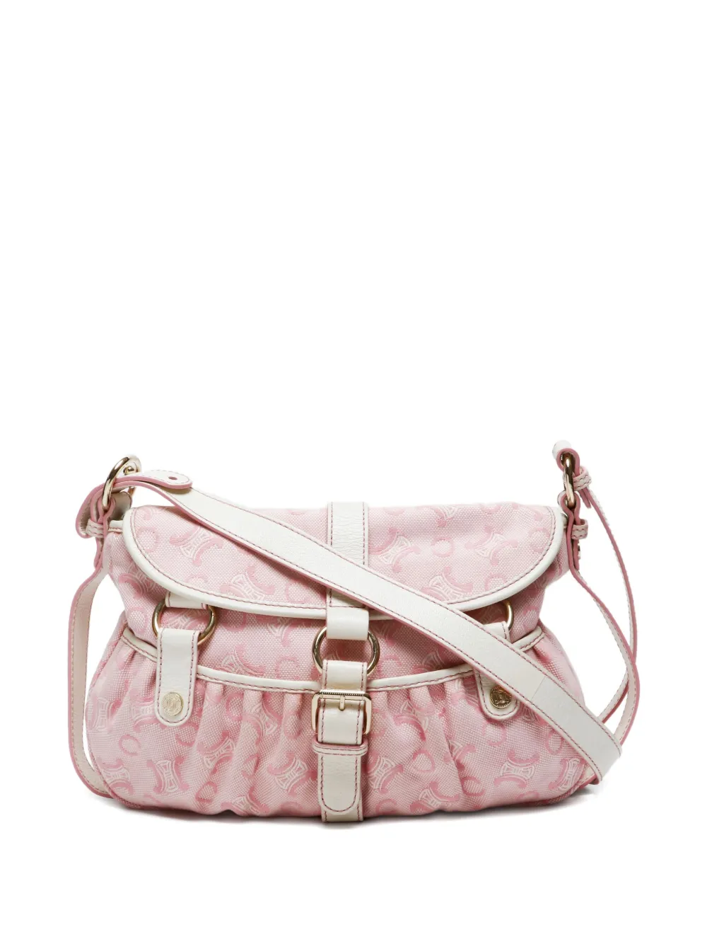Pre-owned Celine 1990-2000 Macadam Triomphe-canvas Shoulder Bag In Pink