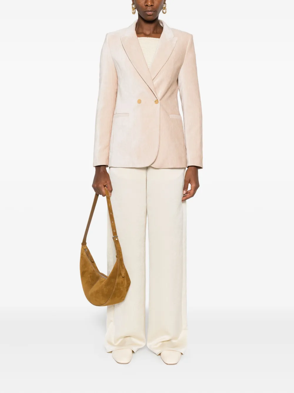Forte Blazer met dubbele rij knopen Beige