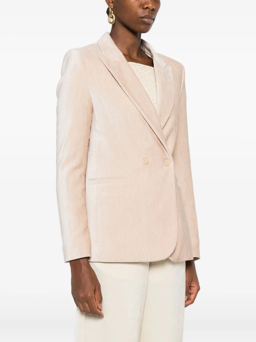 Forte Blazer met dubbele rij knopen Beige