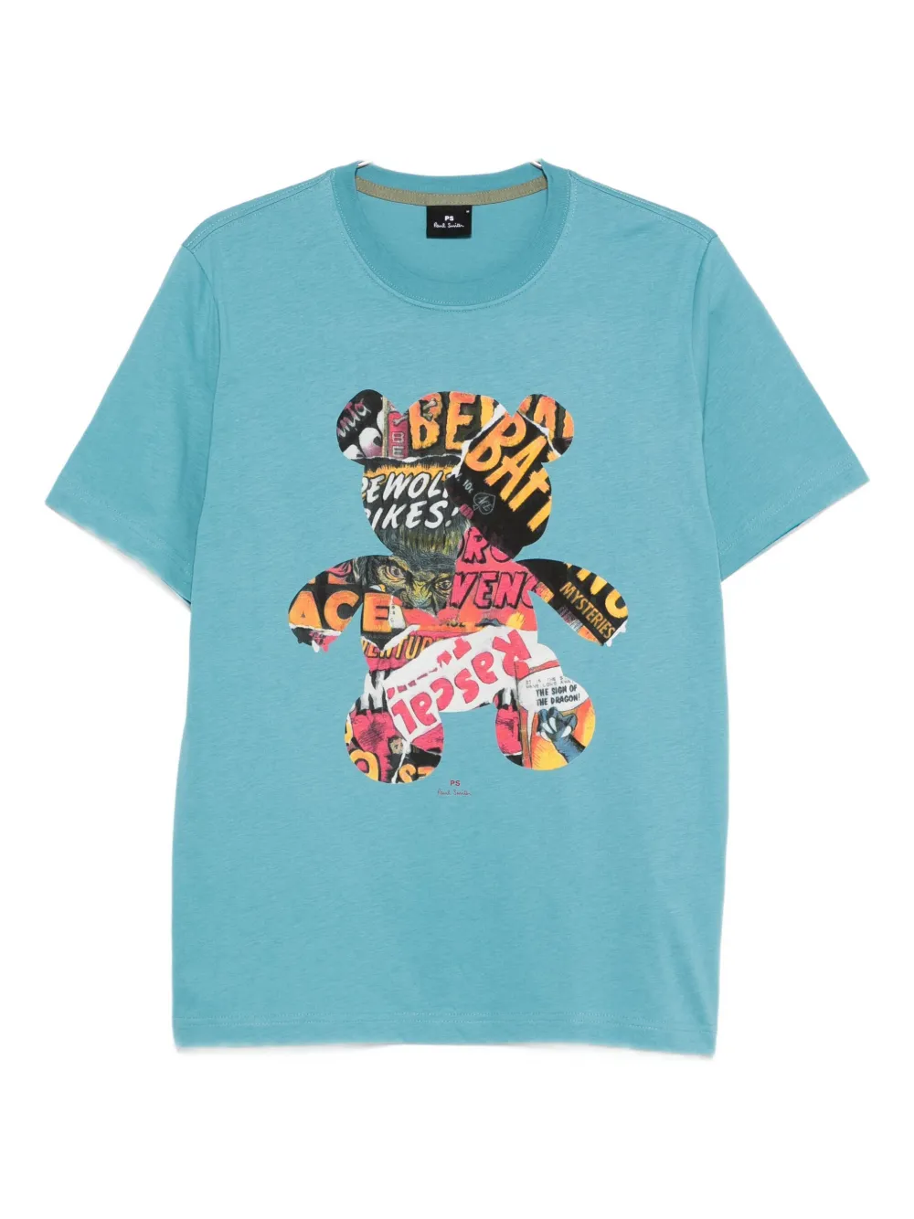 PS Paul Smith Bear Collage cotton T-shirt Blauw