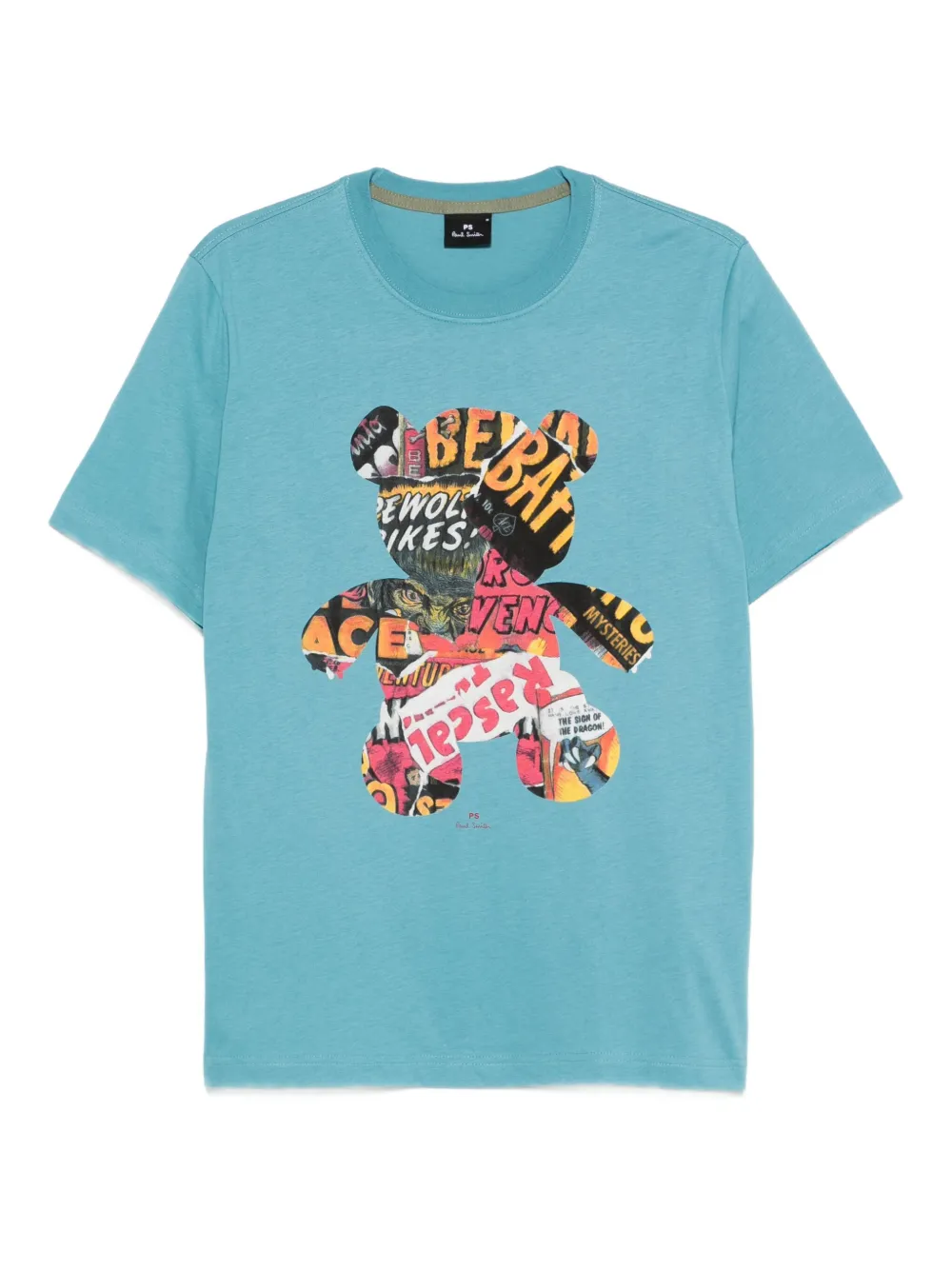 PS Paul Smith Bear Collage katoenen T-shirt Blauw
