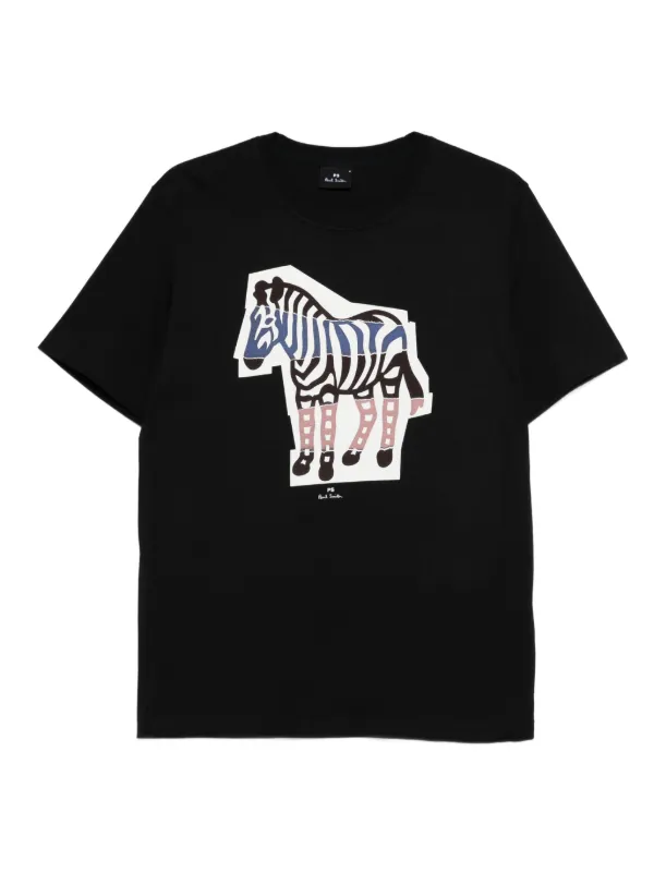 PS Paul Smith Zebra cut-out-print Cotton T-shirt | Black