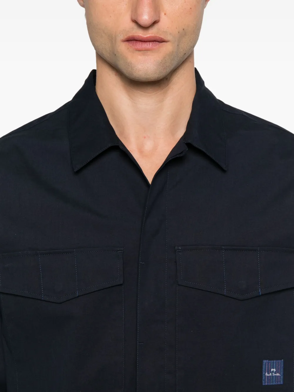 PS Paul Smith cotton-nylon double-pocket shirt Blauw