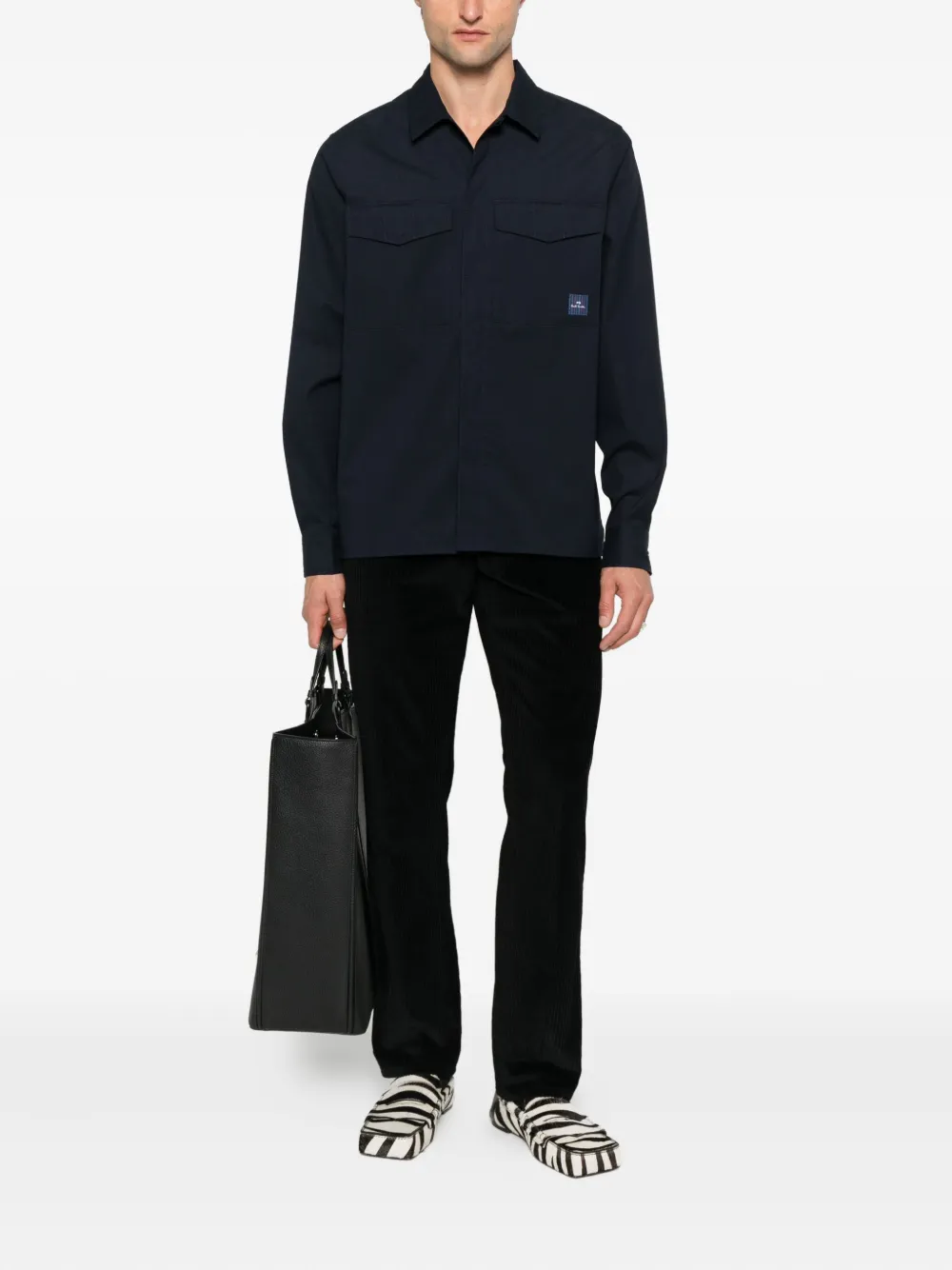 PS Paul Smith cotton-nylon double-pocket shirt Blauw