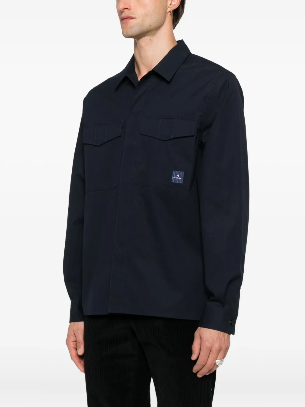 PS Paul Smith cotton-nylon double-pocket shirt Blauw
