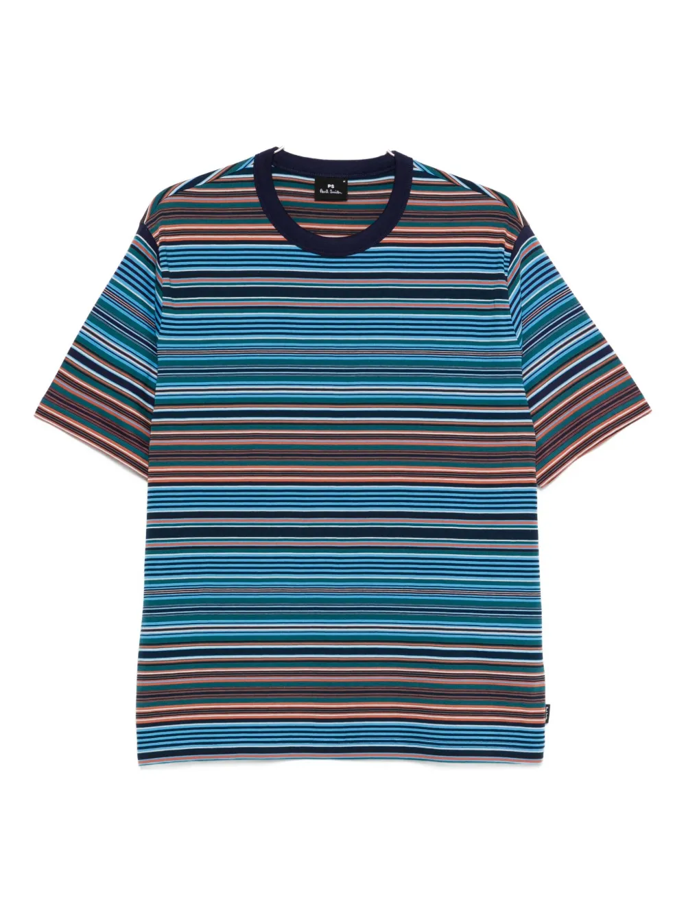 PS Paul Smith multi-stripe cotton T-shirt 45 COBALT BLUE