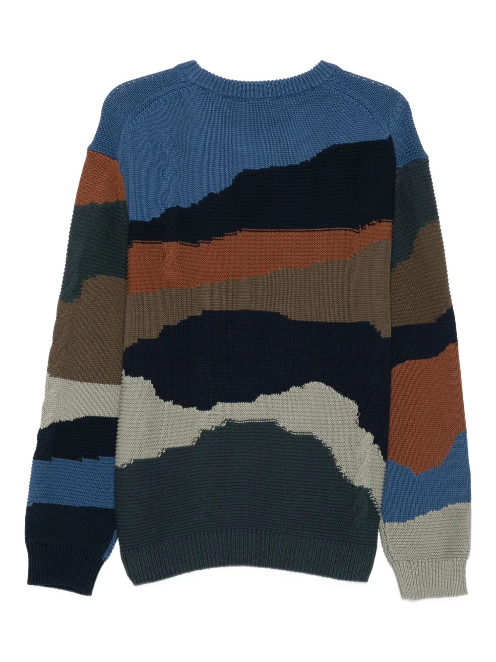 PS Paul Smith Mountains cable-knit colour-block sweater - Blauw