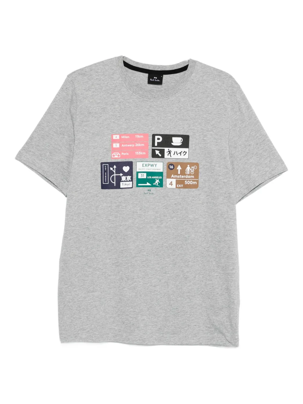 PS Paul Smith Road Signs graphic-print T-shirt Grijs
