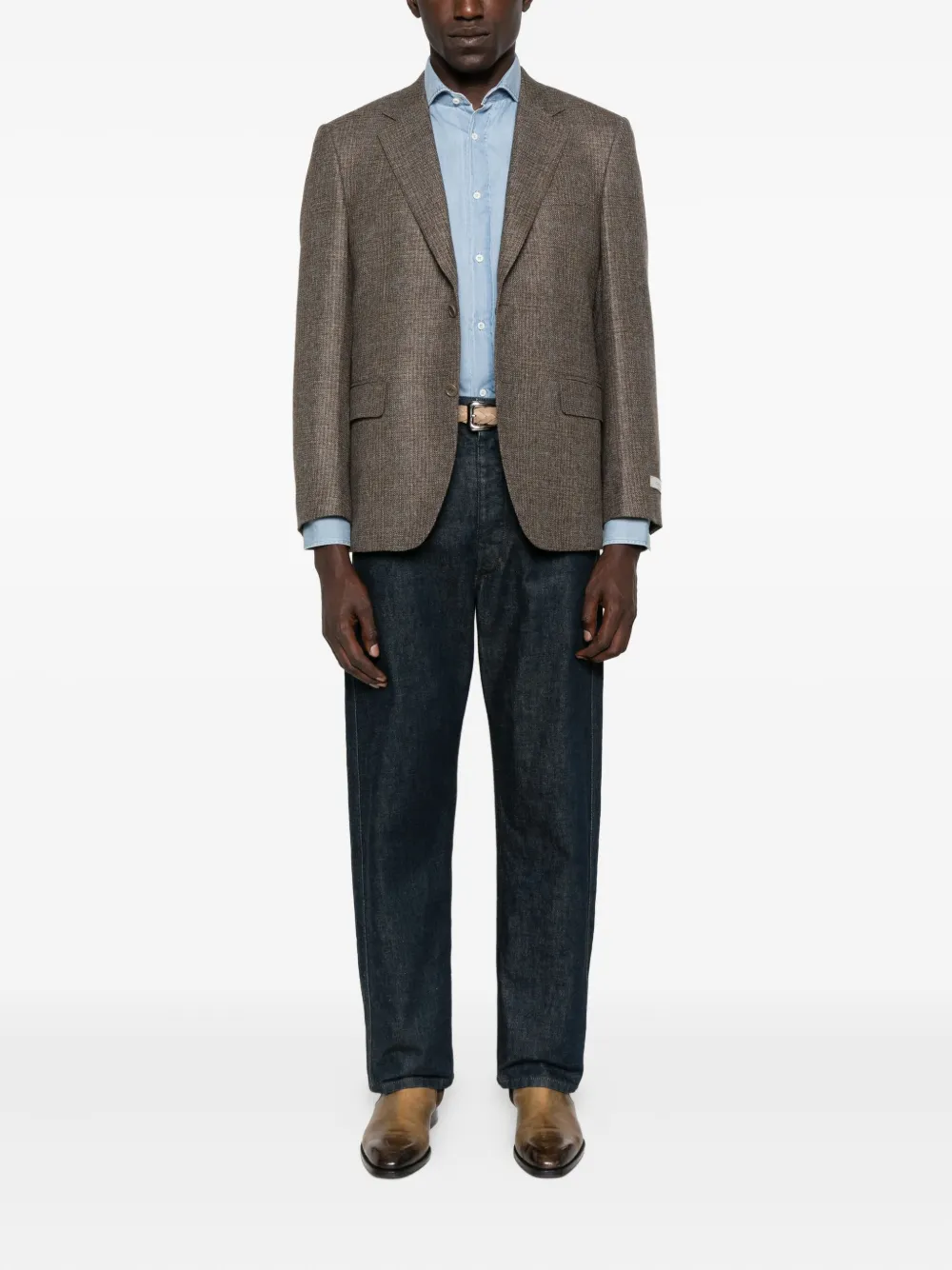 Canali Jack met twee knopen en textuur Bruin