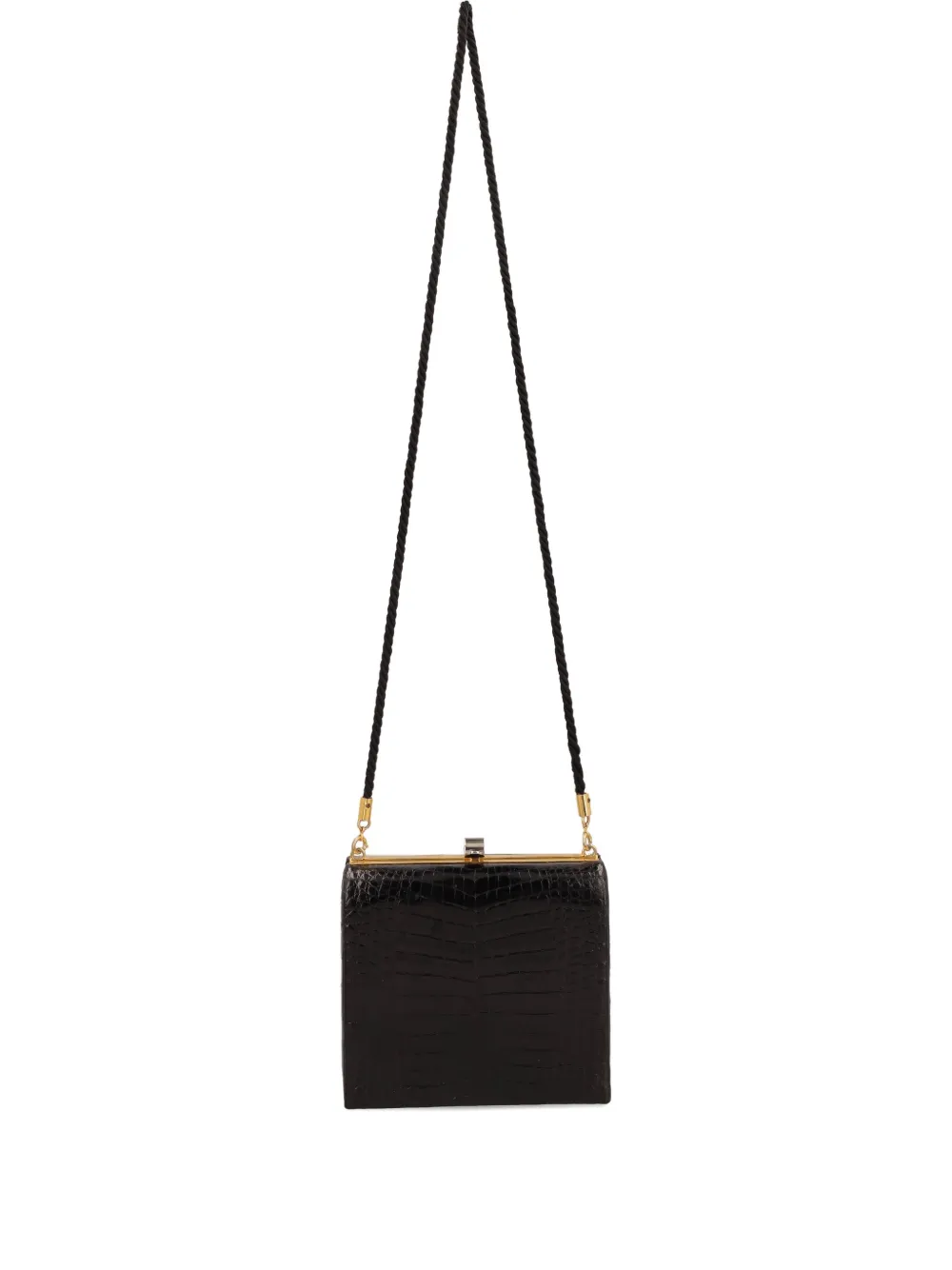 Vintage pre-owned crocodile print square bag - ブラック Vintage pre-owned crocodile print square bag - ブラック