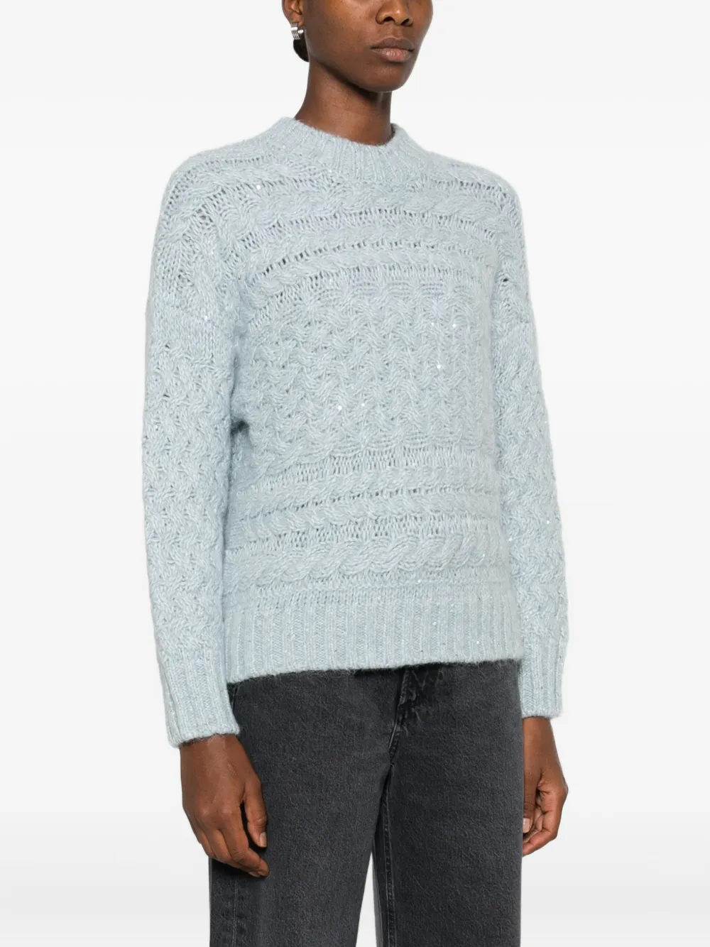 Eleventy Kabelgebreide trui Blauw