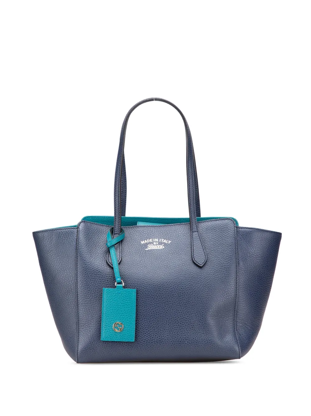Pre-owned Gucci 2000-2025 Small Leather Swing Tote Bag In Blue