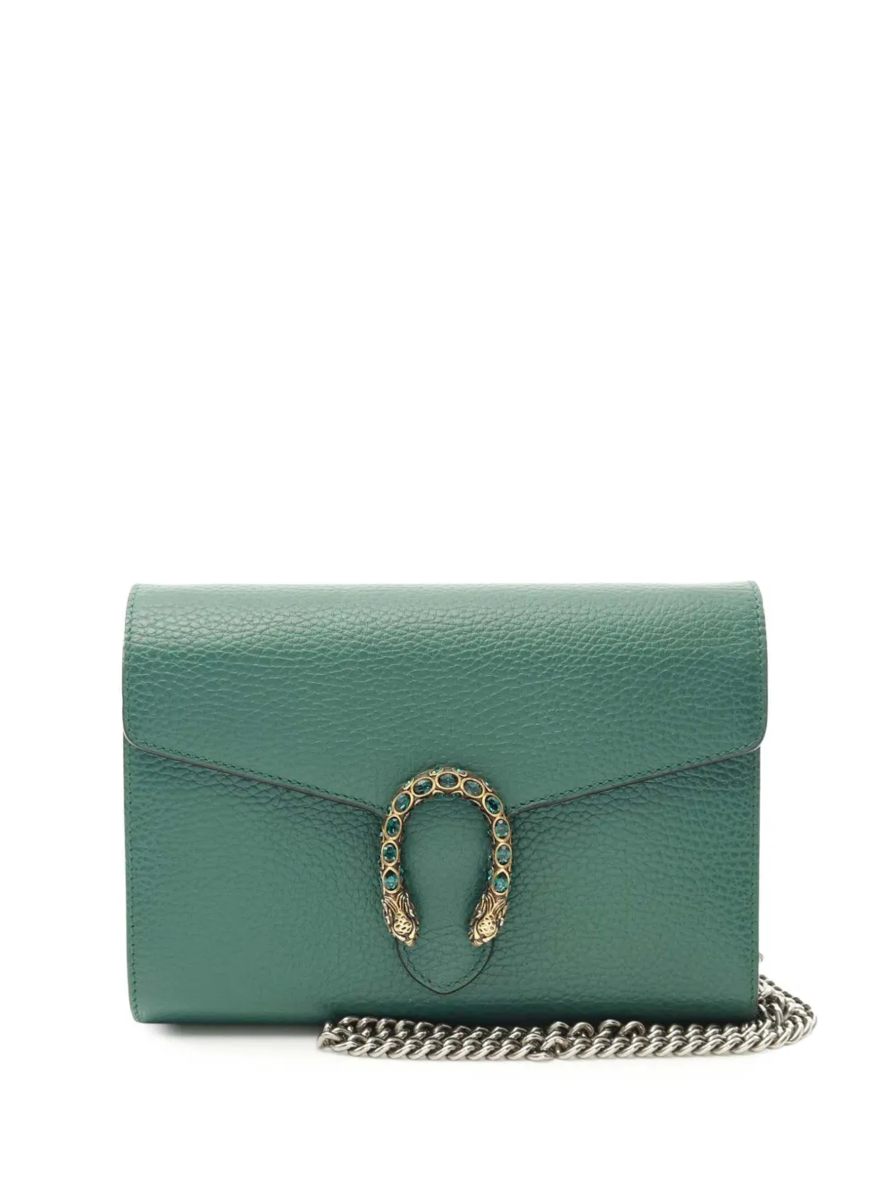 Pre-owned Gucci 2016-2025 Leather Dionysus Wallet On Chain Crossbody Bag In Green