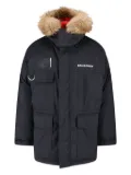 Balenciaga faux-fur trimmed padded coat - Black