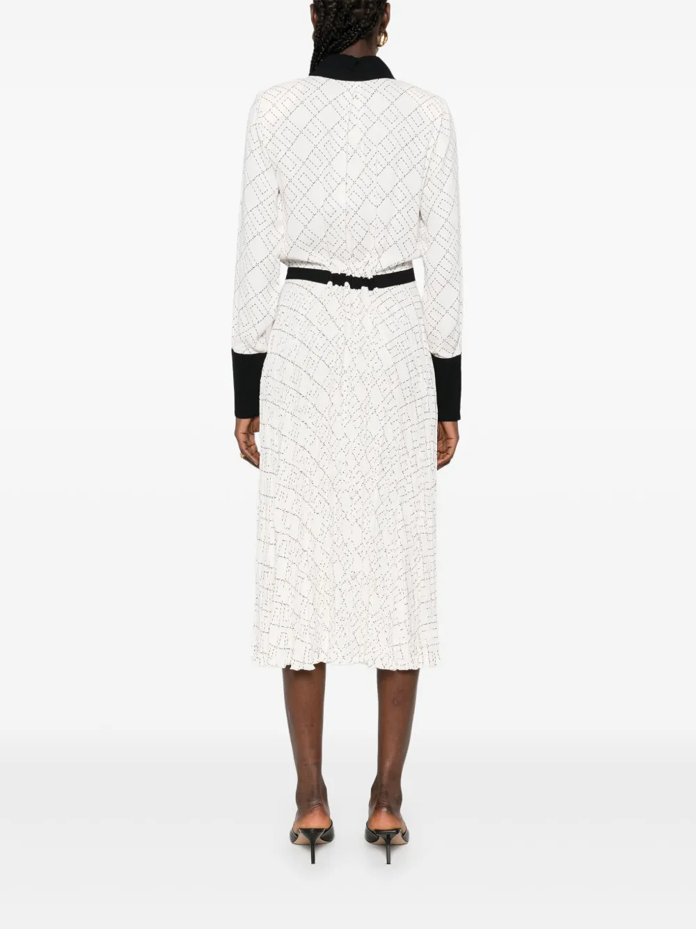 Elisabetta Franchi Maxi-jurk met geometrische print en knopen Wit
