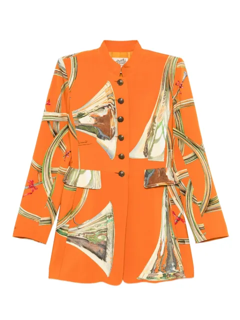 Hermès Pre-Owned Giacca in seta con motivo corno anni '80