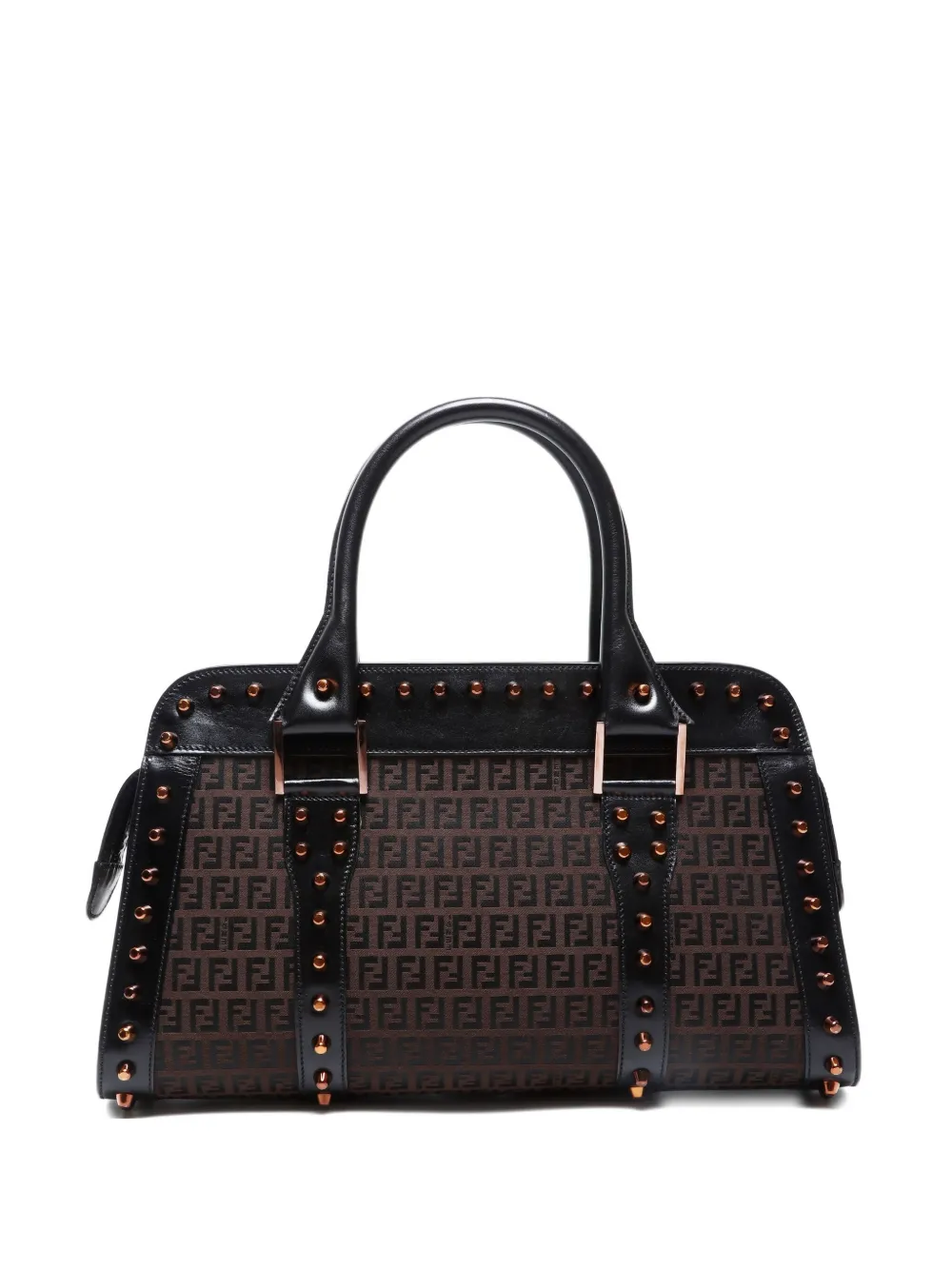 Fendi Pre-Owned 2000-2015s Zucchino studded boston bag | Brown | Image 1