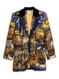 Hermès Pre-Owned 1990s silk horse-print blazer - Blue