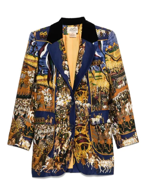 Hermès Pre-Owned 1990s silk horse-print blazer