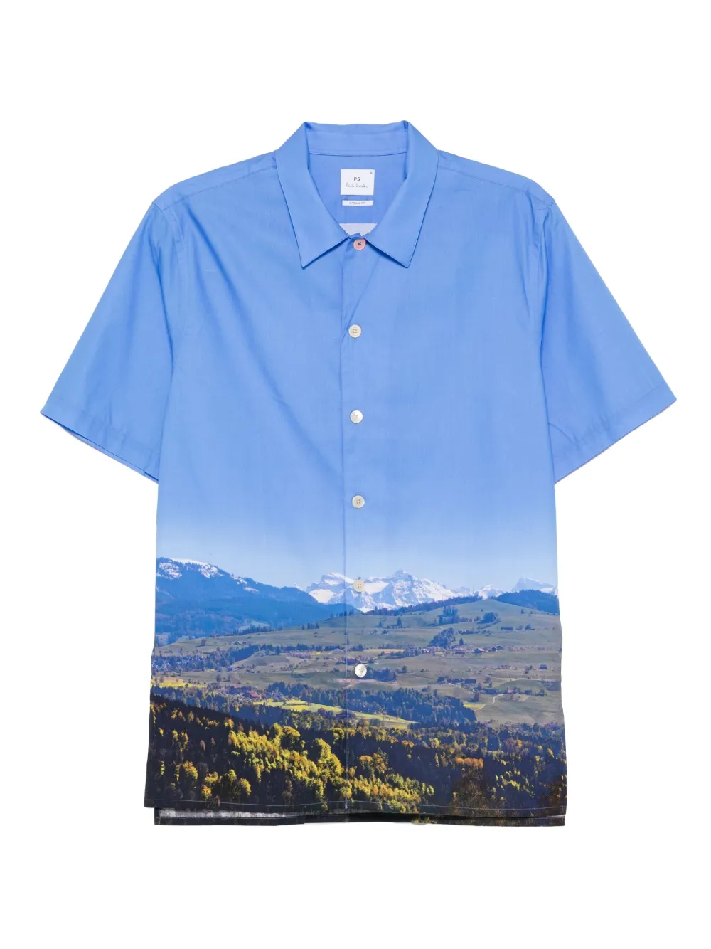 PS Paul Smith landscape print shirt Blauw
