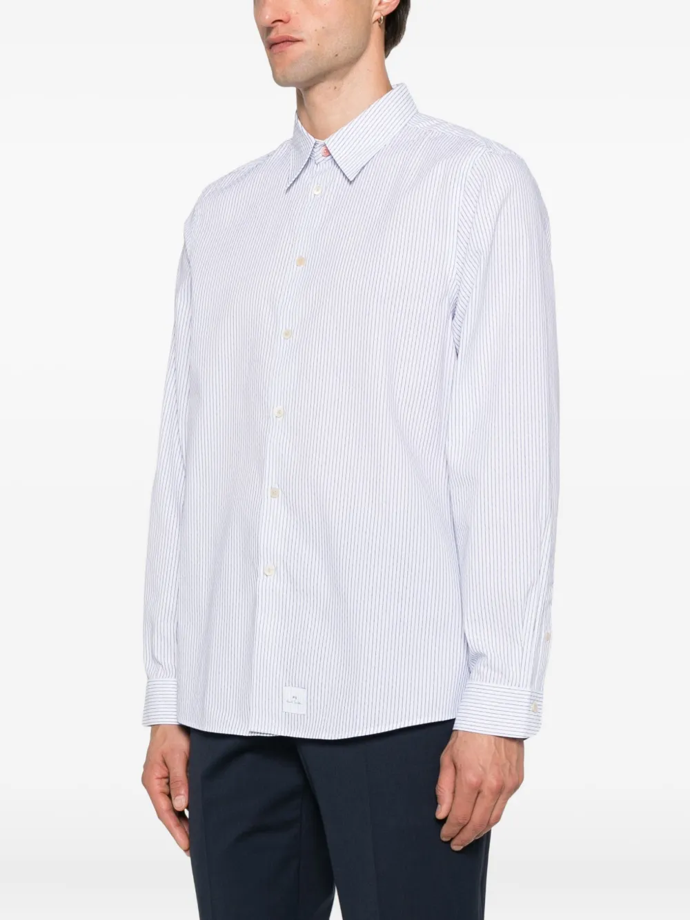 PS Paul Smith striped long-sleeve shirt Wit