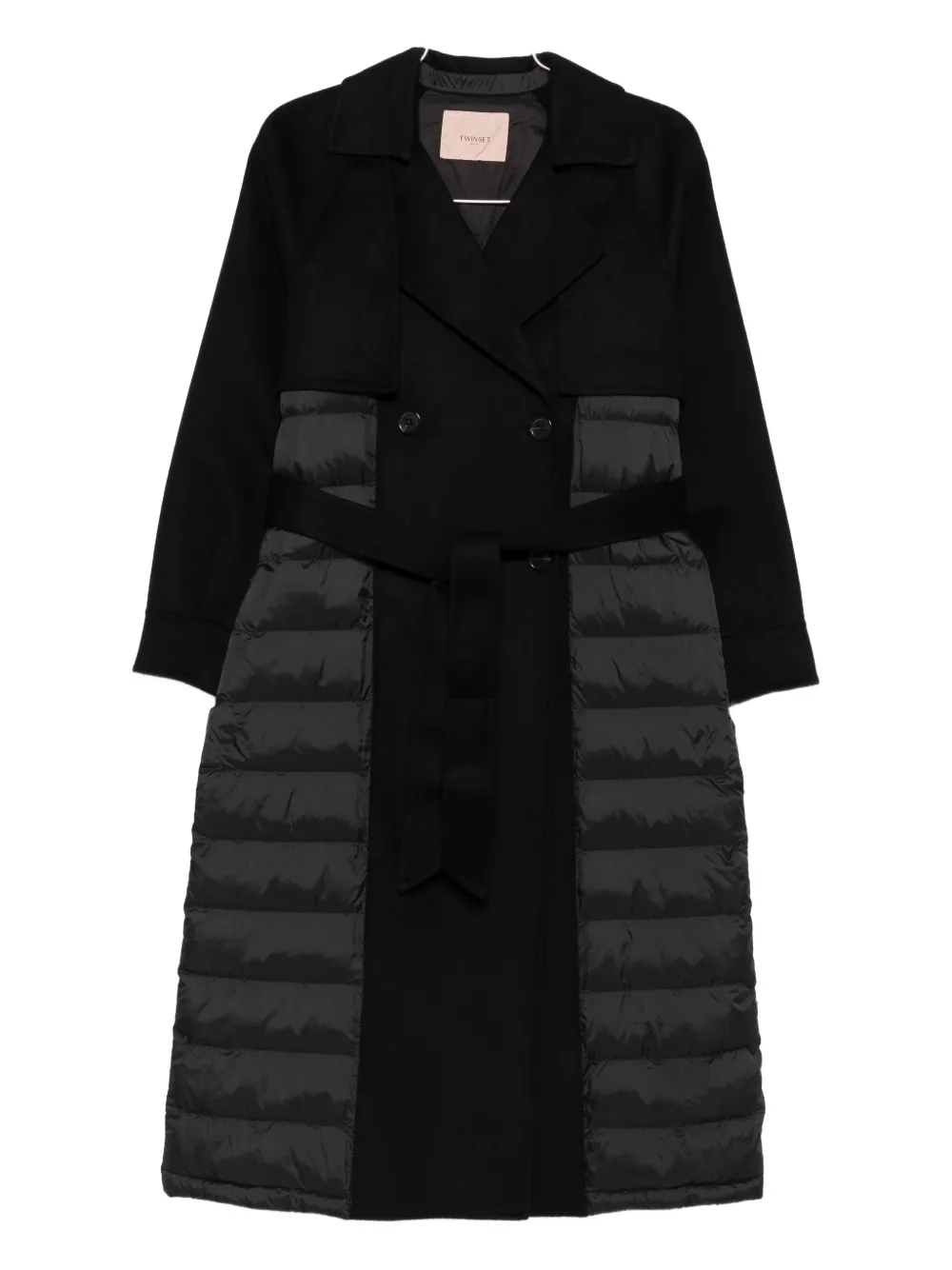 Twinset Twin-set Long Double-breasted Coat In Black