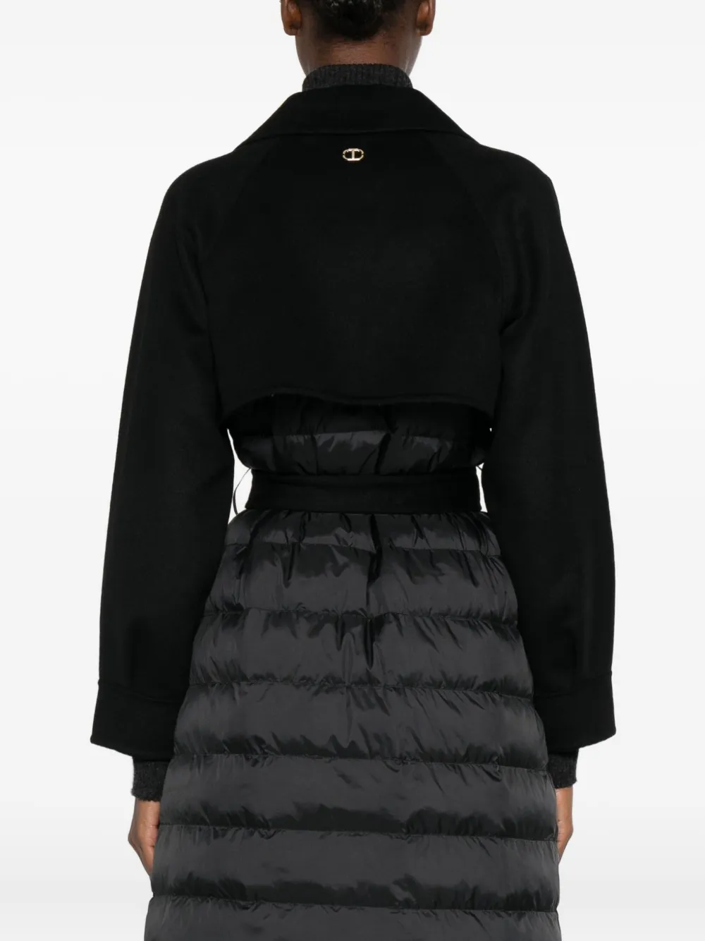 Twinset Twin-set Long Double-breasted Coat In Black