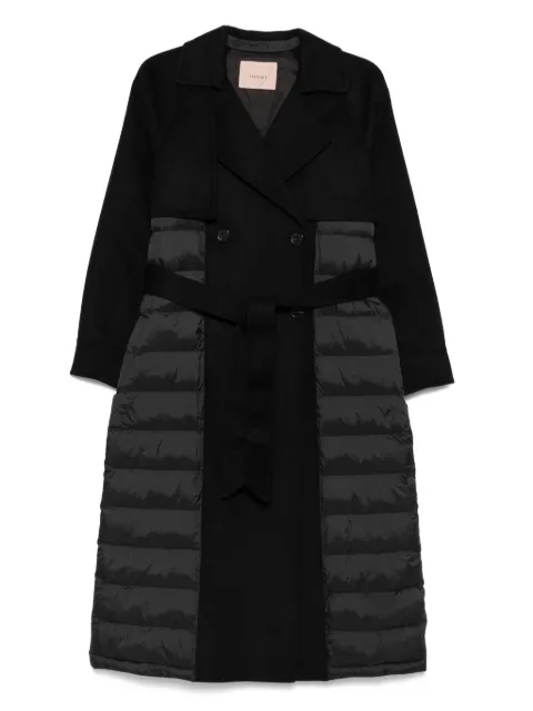 TWINSET double-breasted quilted-panel coat
