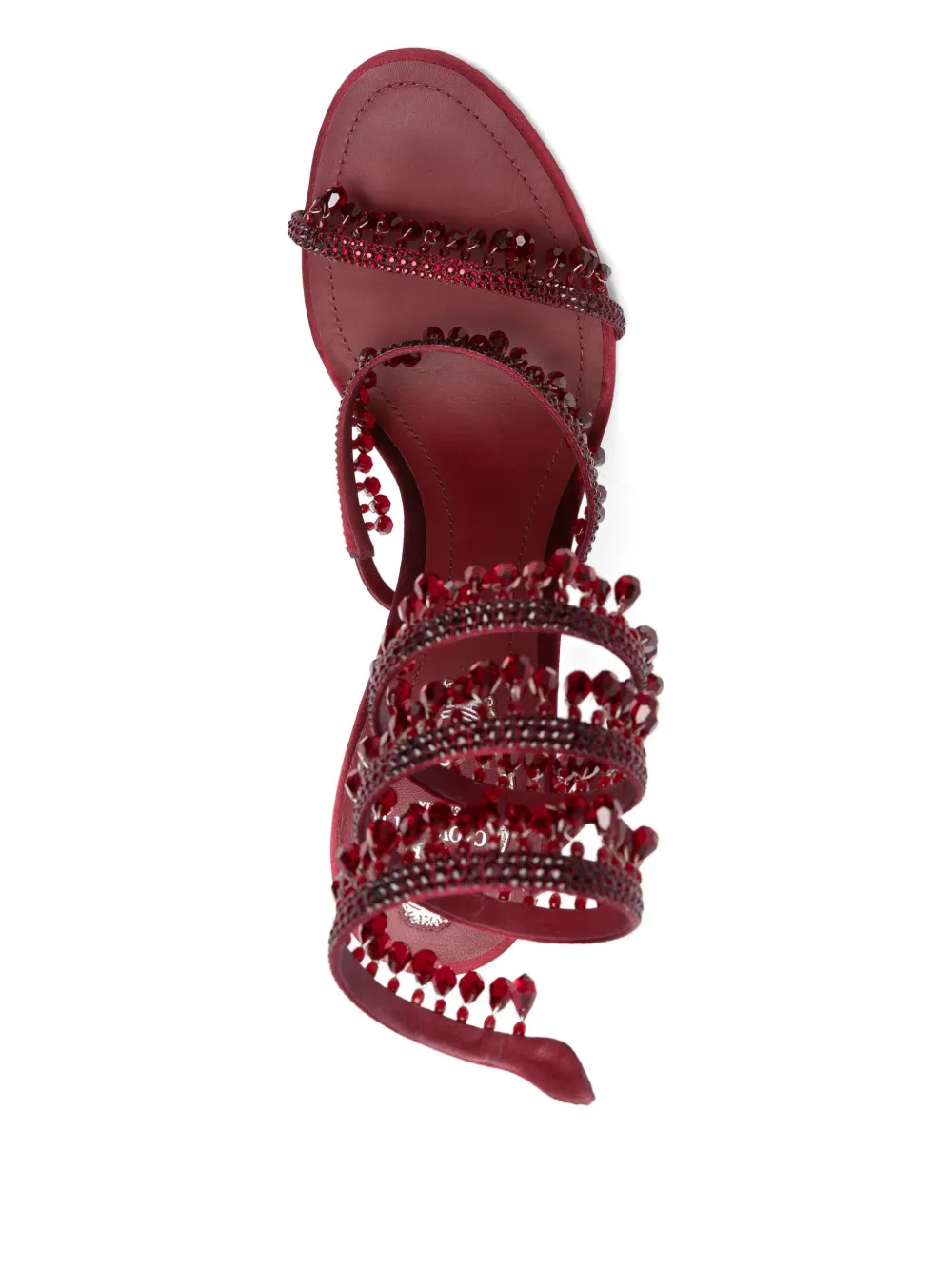 René Caovilla 110mm embellished satin heeled sandals Red