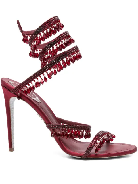 René Caovilla 110mm embellished satin heeled sandals