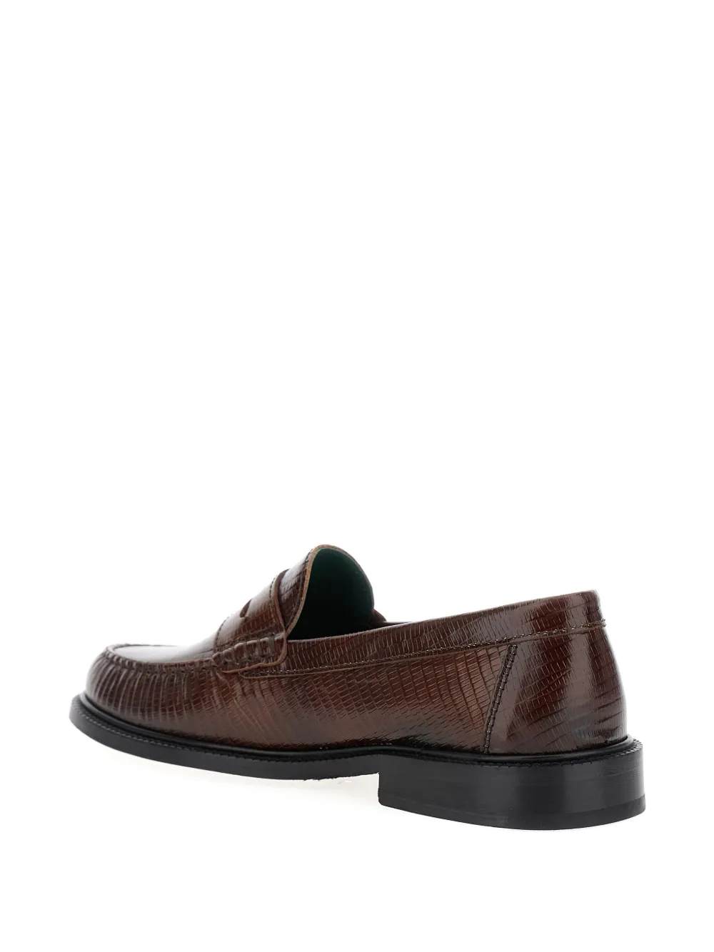 Vinny's Lizard Skin-embossed Leather Loafers In Brown