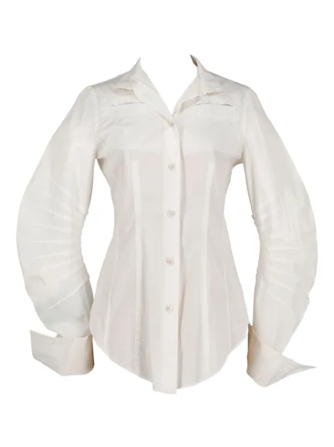 Gianfranco Ferré Pre-Owned pleated welt-pocket cotton shirt