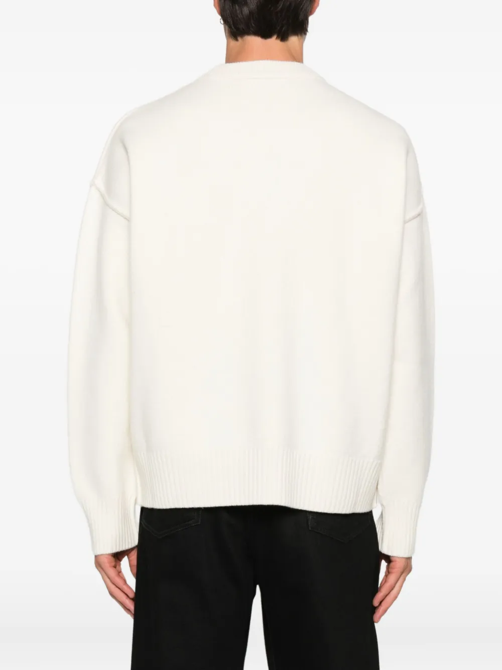 AMI Paris Trui van scheerwol met logo Beige