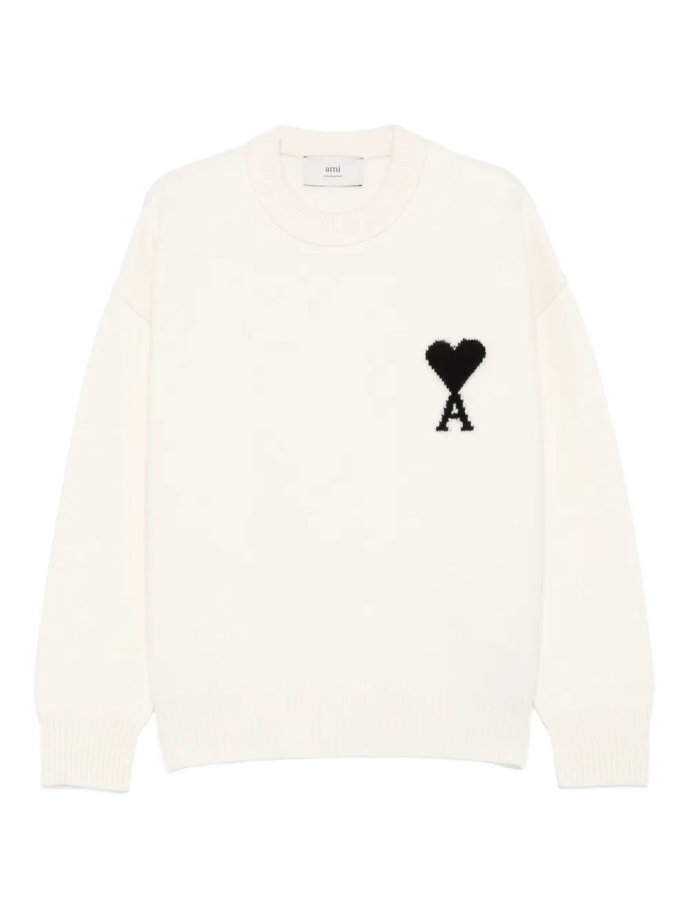 AMI Paris Trui van scheerwol met logo Beige