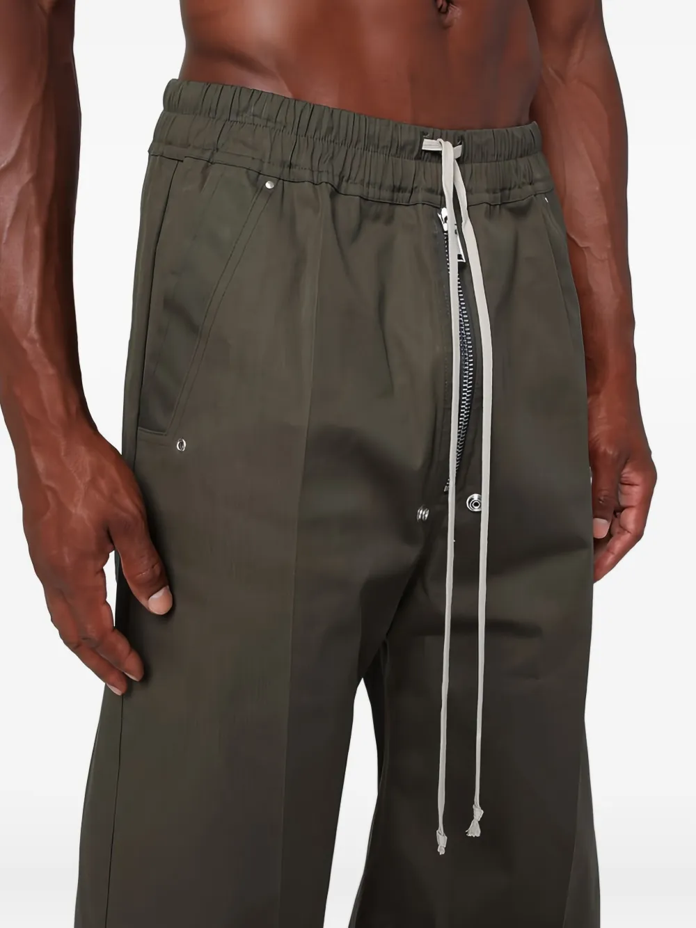 Rick Owens Drawstring Pleated Trousers In Brown
