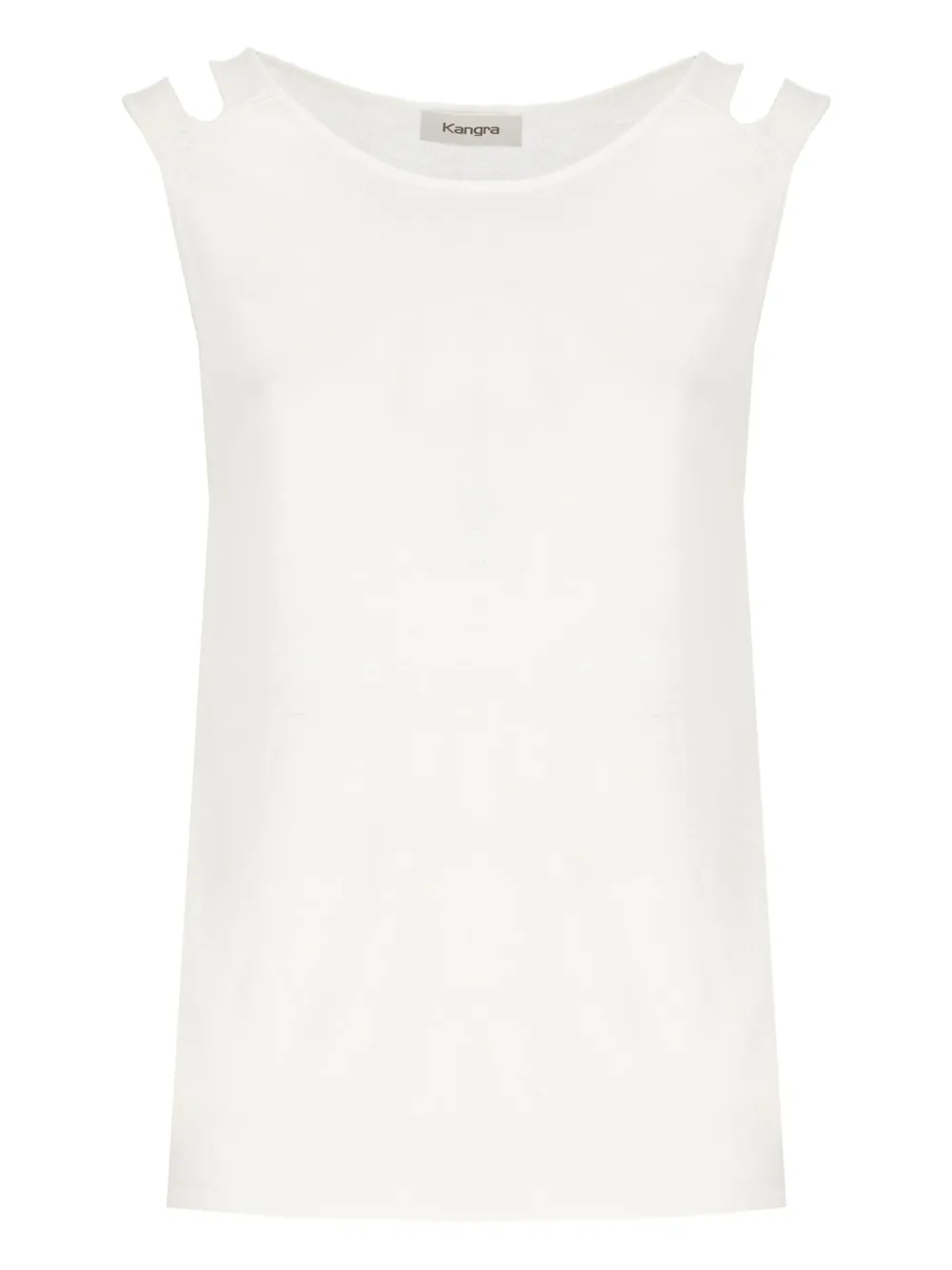 cut-out shoulder linen tank top