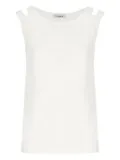 Kangra cut-out shoulder linen tank top - White