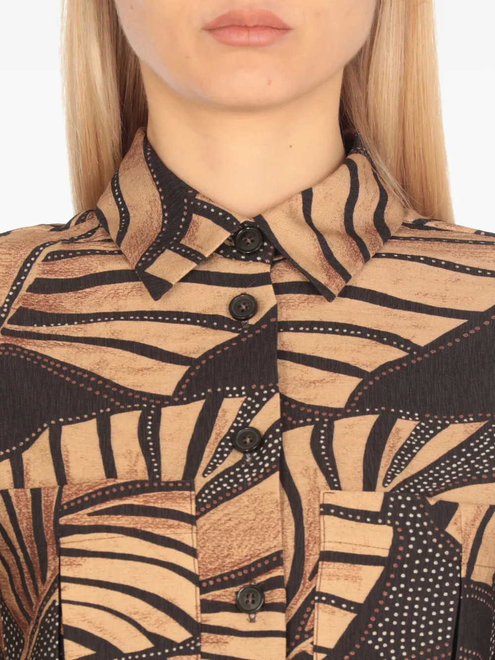 PT Torino Jumpsuit met bladerprint Bruin