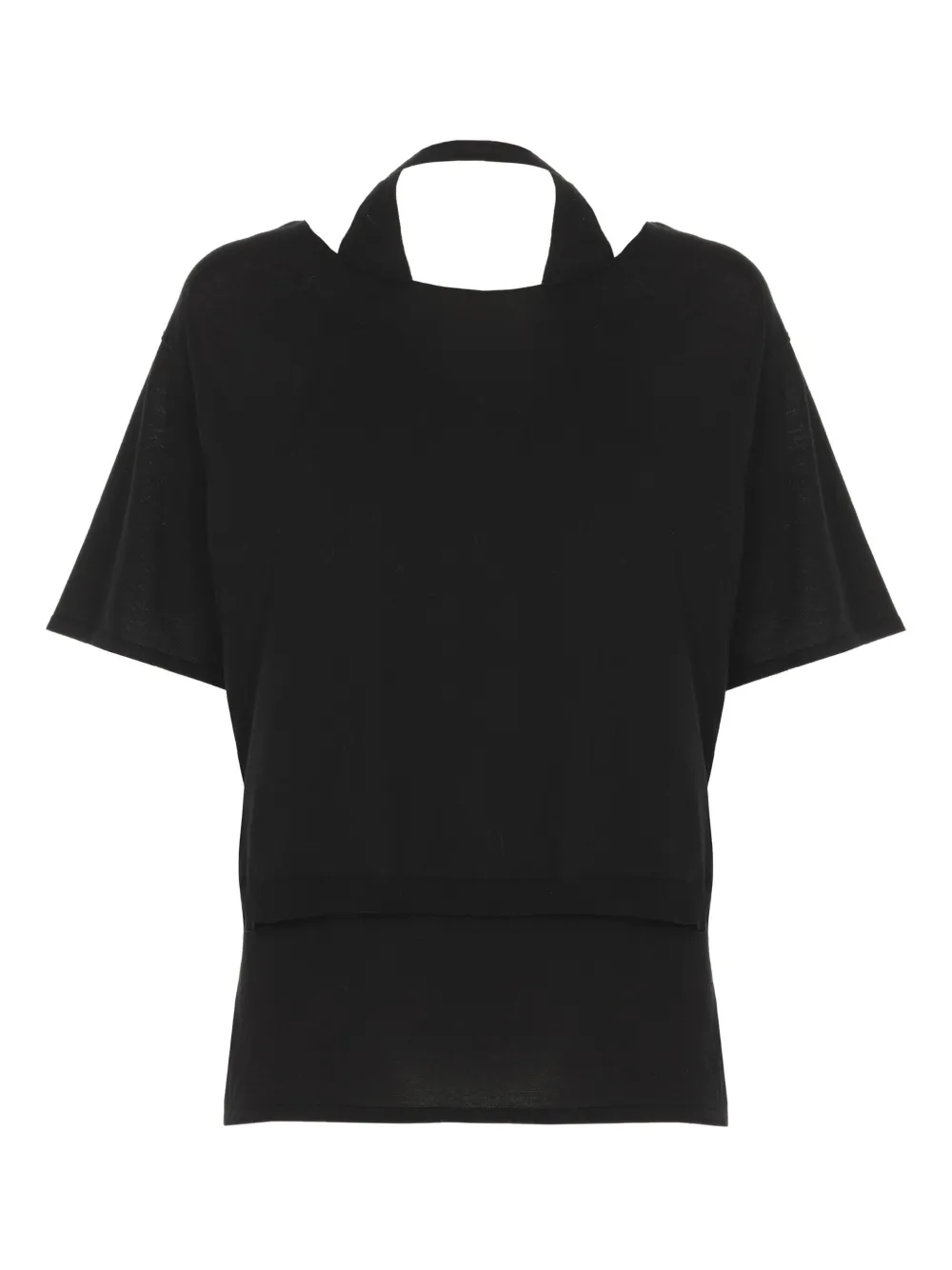 Kangra Cashmere Tie-neck Cotton T-shirt In Black