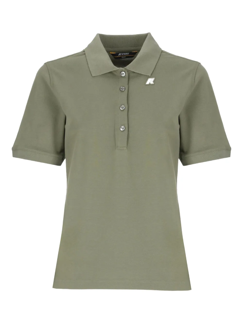 three-button short-sleeve polo top