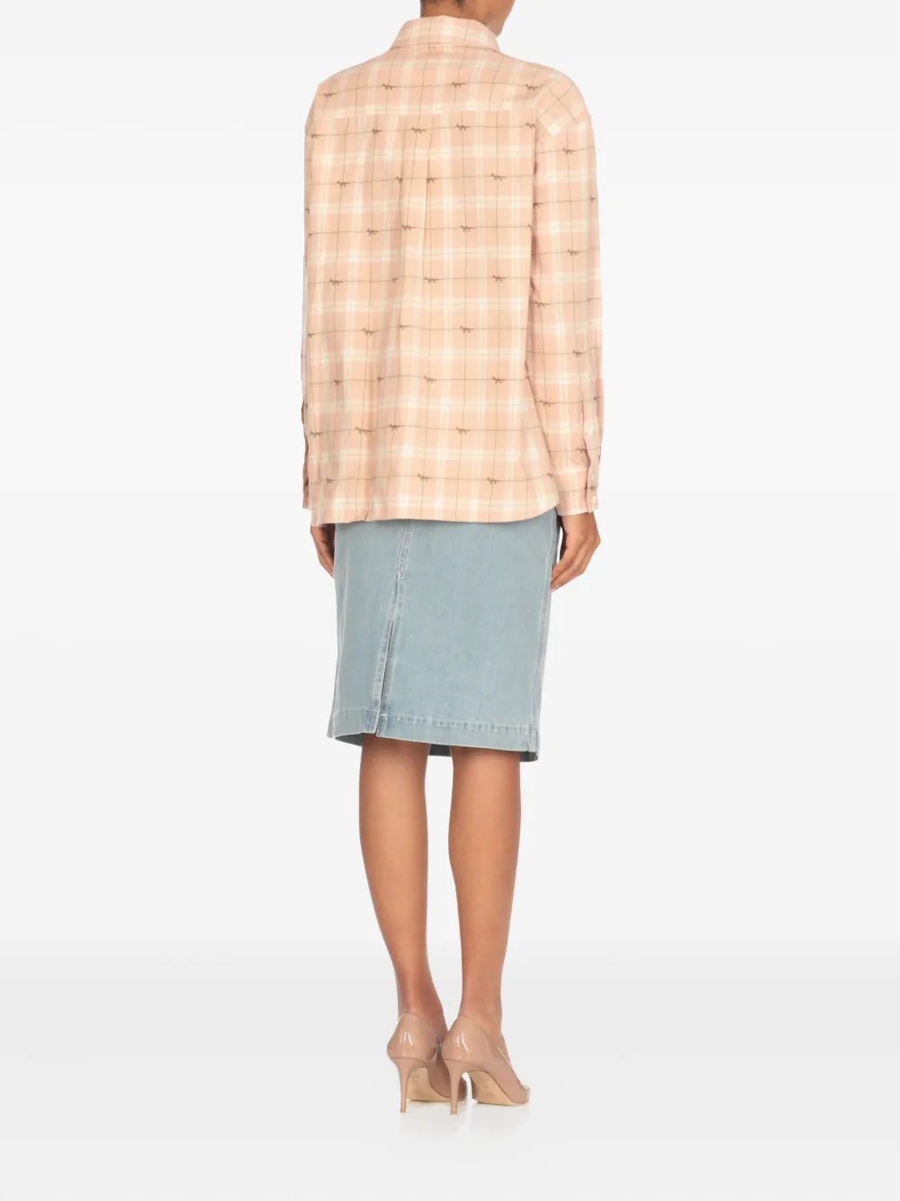Maison Kitsuné Geruit katoenen blouse Roze