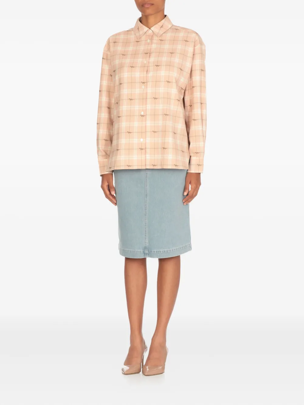 Maison Kitsuné checked cotton shirt - Roze